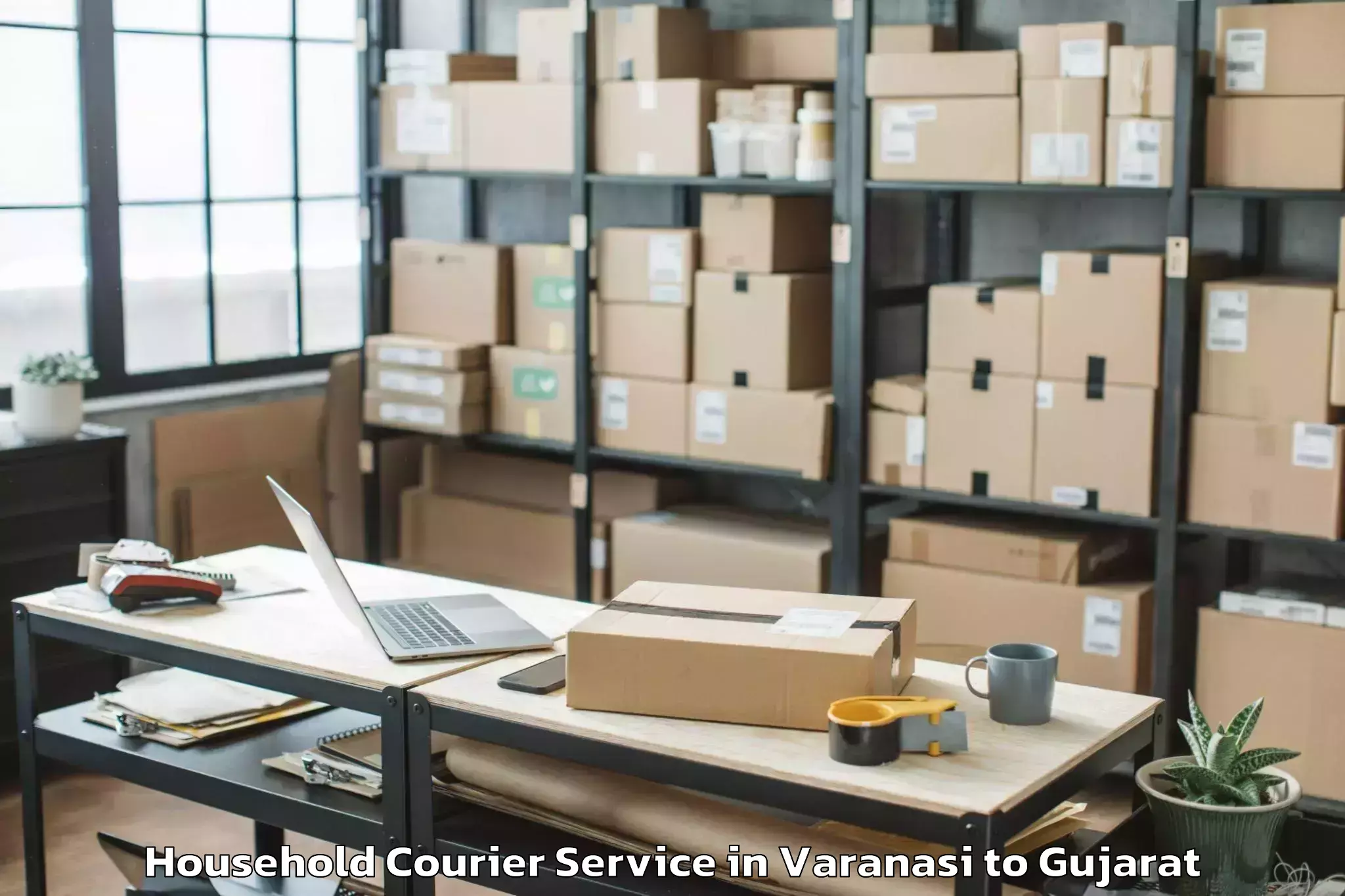 Easy Varanasi to Jambughoda Household Courier Booking